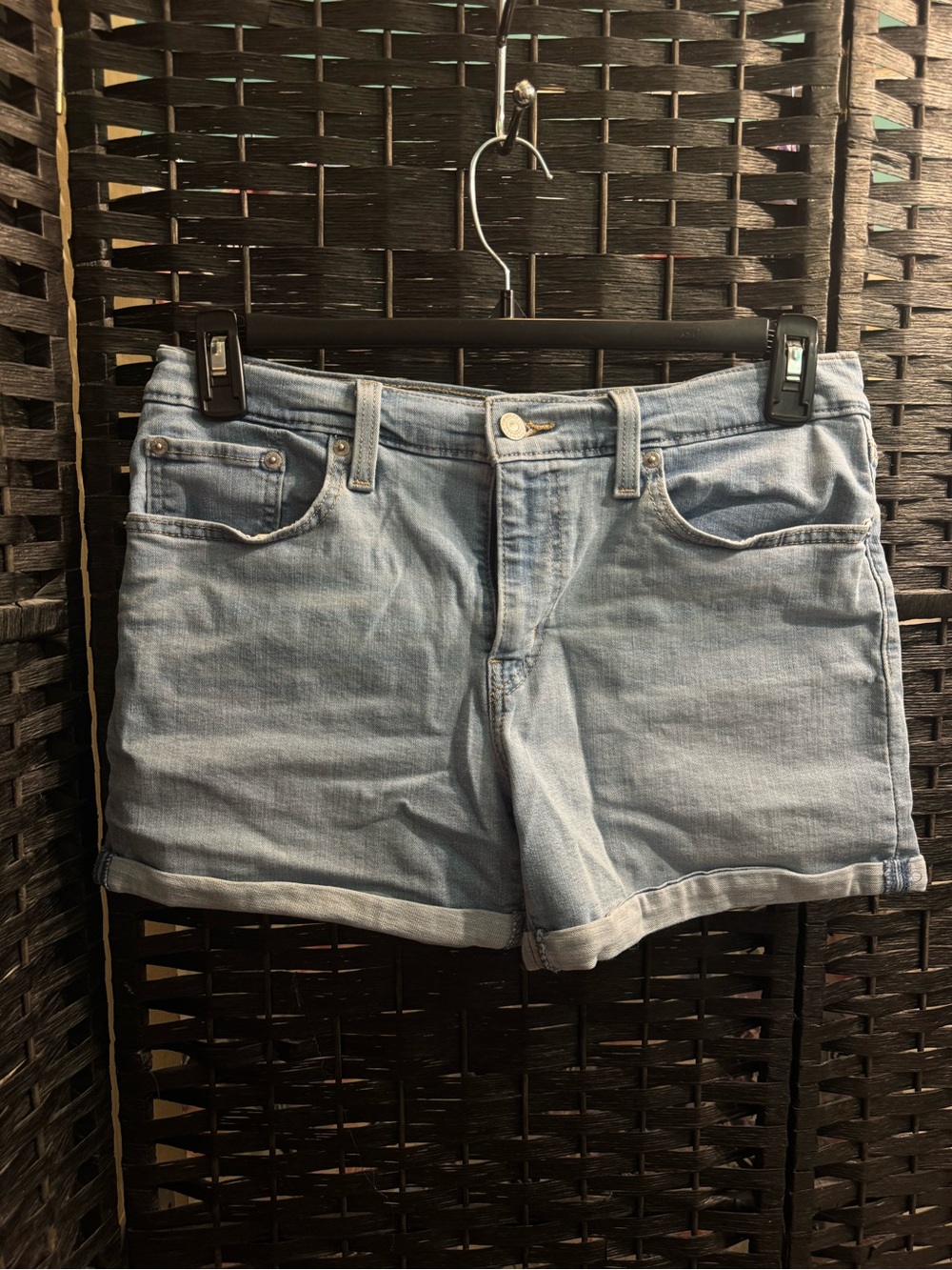 Levi's Light Blue Denim Rolled-Hem Shorts
